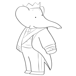 King Babar Looking Back Free Coloring Page for Kids