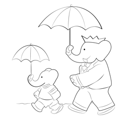 Pom And Babar Free Coloring Page for Kids