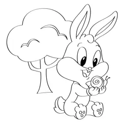 Baby Bugs Bunny With Snail Free Coloring Page for Kids