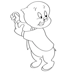 Dancing Porky Pig Free Coloring Page for Kids