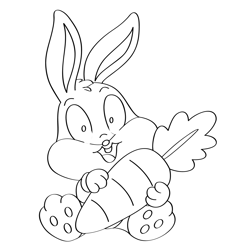 Eating Carrot Baby Bunny Free Coloring Page for Kids