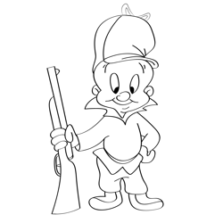 Elmer Standing With Gun Free Coloring Page for Kids
