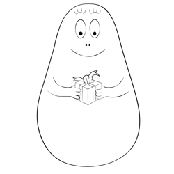 Barbapapa With Gift Free Coloring Page for Kids