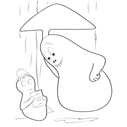 Barbapapa With Umbrella Free Coloring Page for Kids
