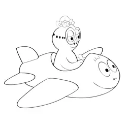 Barbotine Flying On Plane Free Coloring Page for Kids