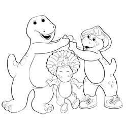 Barney And His Friends Free Coloring Page for Kids