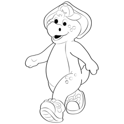 Barney Friends Walking Free Coloring Page for Kids