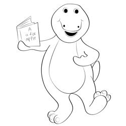 Barney Having Book Free Coloring Page for Kids