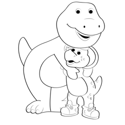 Barney Hug Baby Bop Free Coloring Page for Kids
