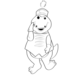 Barney Marching In A Band Look Free Coloring Page for Kids