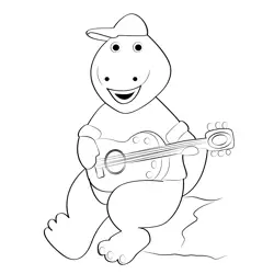 Barney Playing Guitar Free Coloring Page for Kids