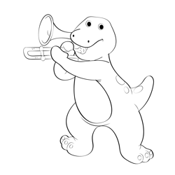 Barney Playing Trumpet Free Coloring Page for Kids