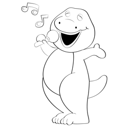 Barney Singing Free Coloring Page for Kids