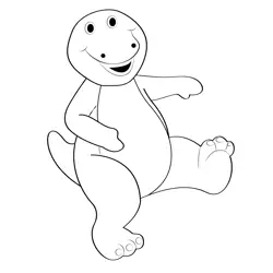 Barney Walking Free Coloring Page for Kids