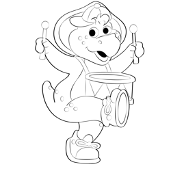 Bj With Drum Free Coloring Page for Kids