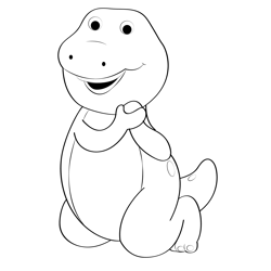 Sitting On Knee Barney Free Coloring Page for Kids