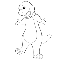 Smiling Barney Free Coloring Page for Kids