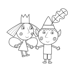 Ben and Holly Together Ben & Holly's Little Kingdom Free Coloring Page for Kids