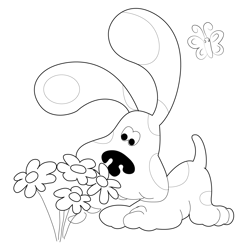 Baby Blues Clues Smelling Flower Free Coloring Page for Kids