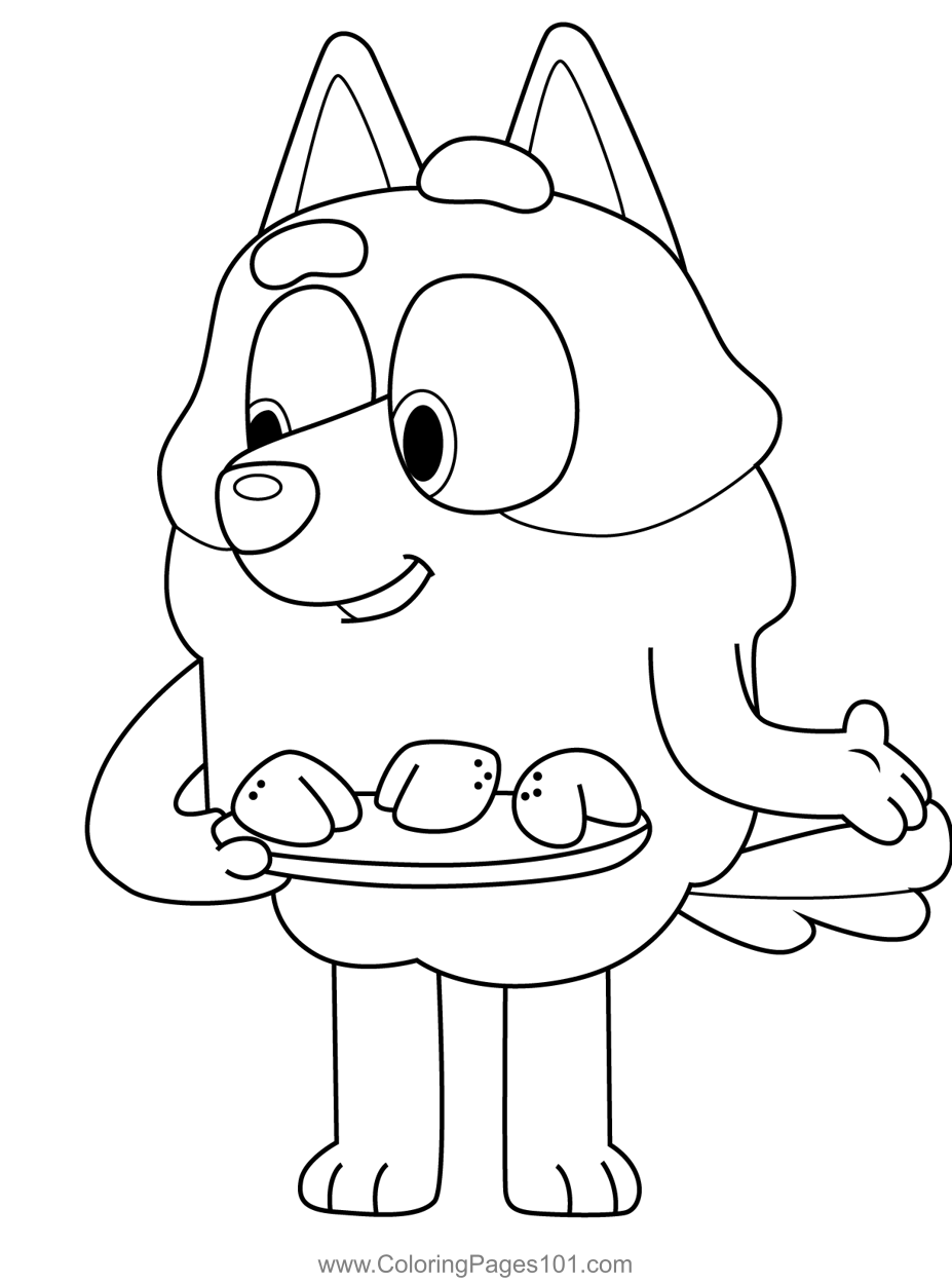 Takeaway Lady Bluey Coloring Page for Kids - Free Bluey Printable