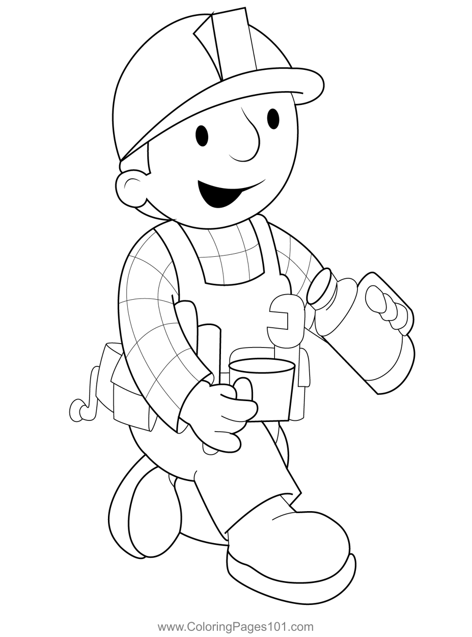 Bob The Builder Coffee Break Coloring Page for Kids - Free Bob the Builder  Printable Coloring Pages Online for Kids  | Coloring  Pages for Kids