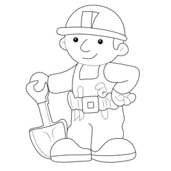 Bob The Builder Standing Free Coloring Page for Kids