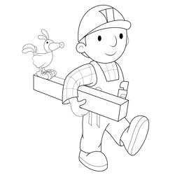 Bob The Builder Walking Free Coloring Page for Kids