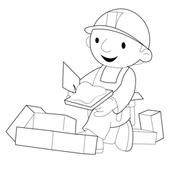 Bob With Bricks Free Coloring Page for Kids