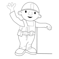 Happy Bob Builder Free Coloring Page for Kids