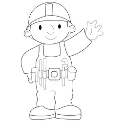 Happy Bob The Builder Free Coloring Page for Kids