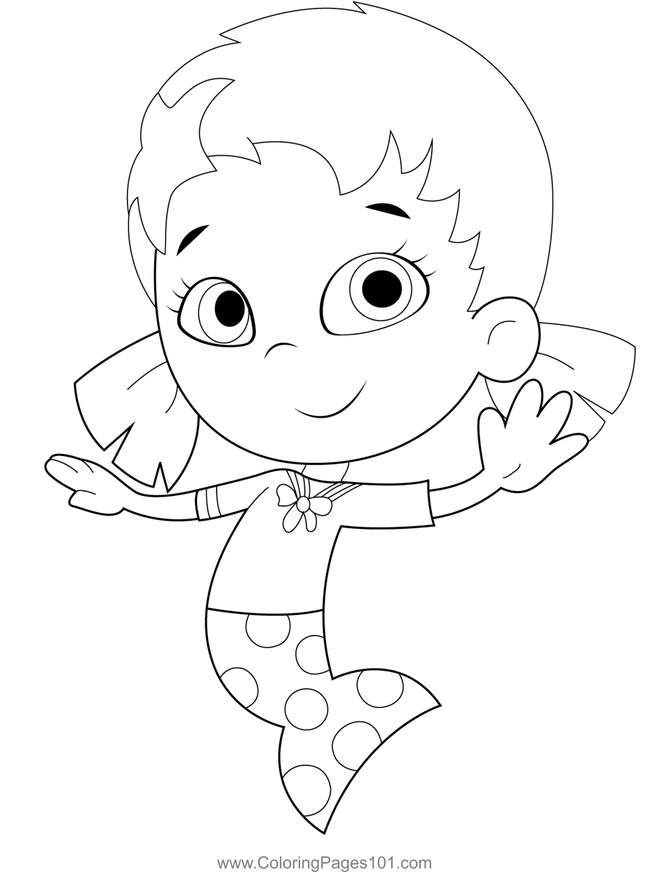 Beautiful Oona Coloring Page for Kids - Free Bubble Guppies Printable