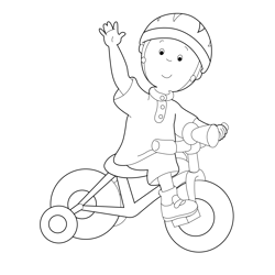 Caillou Cycling Free Coloring Page for Kids