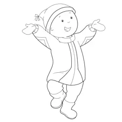 Caillou Enjoying Christmas Free Coloring Page for Kids