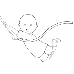 Caillou Hanging On Rope Free Coloring Page for Kids