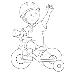 Caillou Playing Bicycle Free Coloring Page for Kids