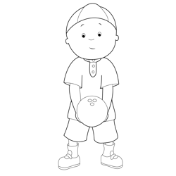 Caillou Playing With Bowling Ball Free Coloring Page for Kids