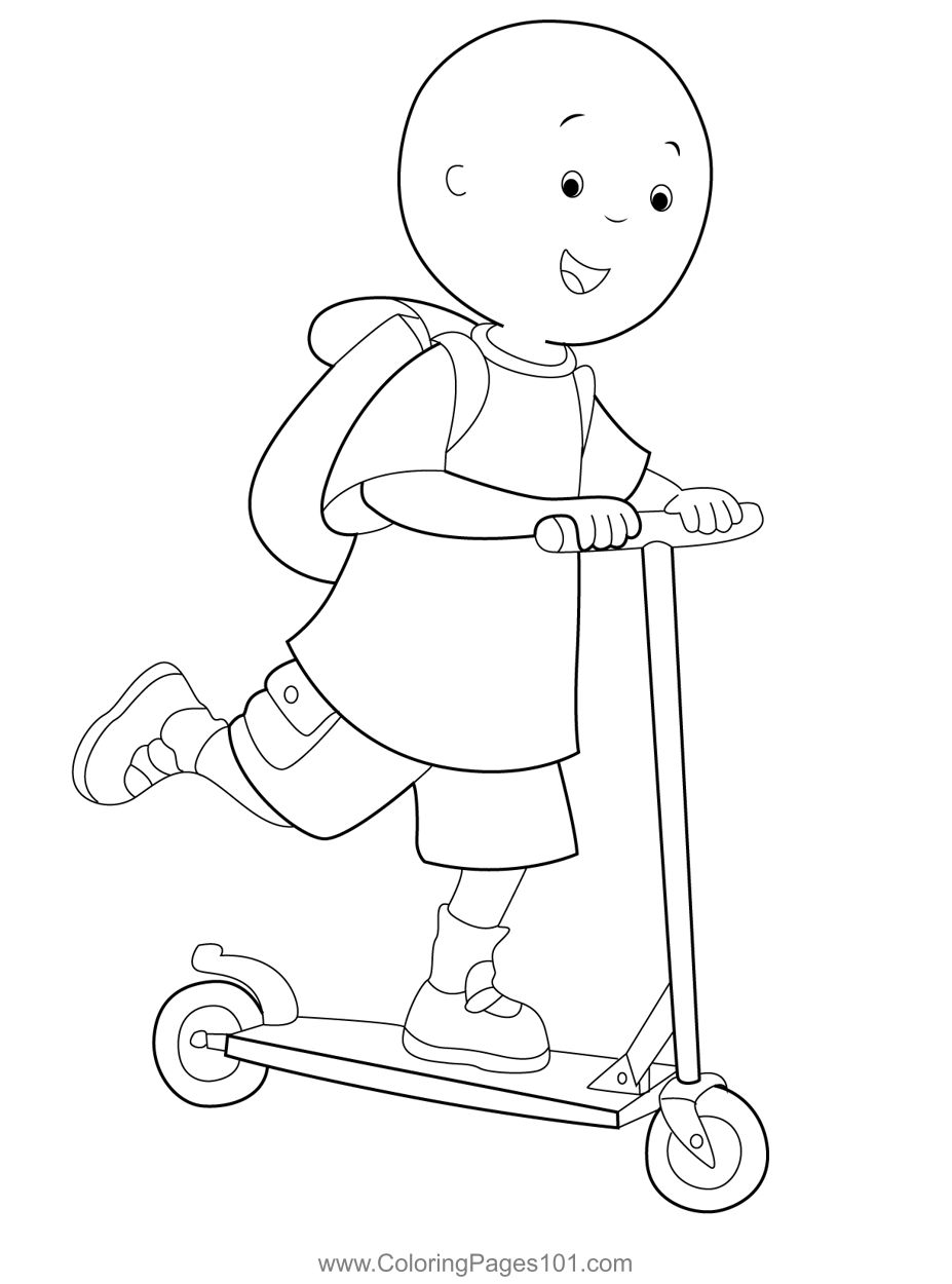 Caillou Playing With Mini Skate Scooter