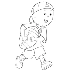 Caillou Playing With Rugby Ball Free Coloring Page for Kids
