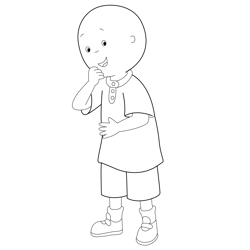 Caillou Standing Free Coloring Page for Kids