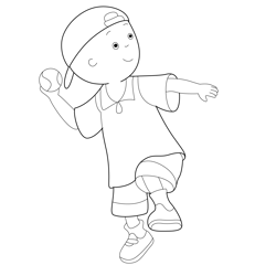 Caillou Throwing Ball Free Coloring Page for Kids