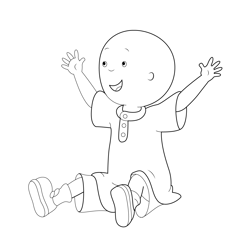 Happy Caillou Free Coloring Page for Kids
