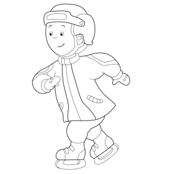 Ice Skating Caillou Free Coloring Page for Kids