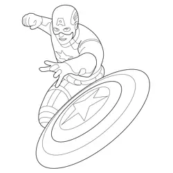 Action Captain America With Shield Free Coloring Page for Kids