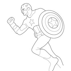 Runing Captain America Free Coloring Page for Kids