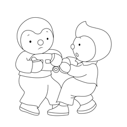 Charley And His Friend Fighting Free Coloring Page for Kids