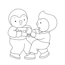 Charley And His Friend Fighting Free Coloring Page for Kids