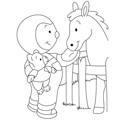 Charley And Mimmo Loving Horse Free Coloring Page for Kids