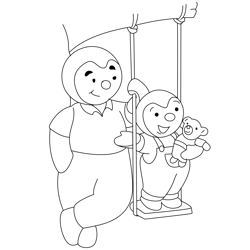 Charley And Mimmo On Swing Free Coloring Page for Kids