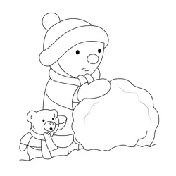 Charley And Mimmo Playing With Snow Free Coloring Page for Kids