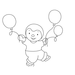 Charley Playing With Balloon Free Coloring Page for Kids